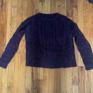 AllSaints purple cable-knit crop sweater
